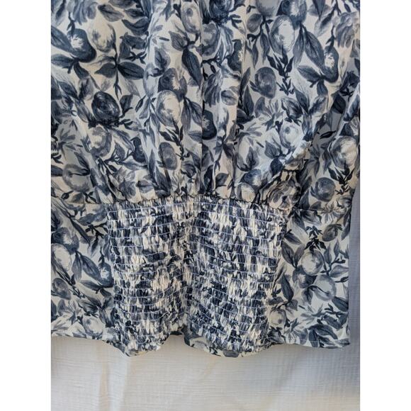 Abercrombie & Fitch Womens Novelty Fruit Print Blouse M Deep V Neck Smocked Back - Picture 4 of 7